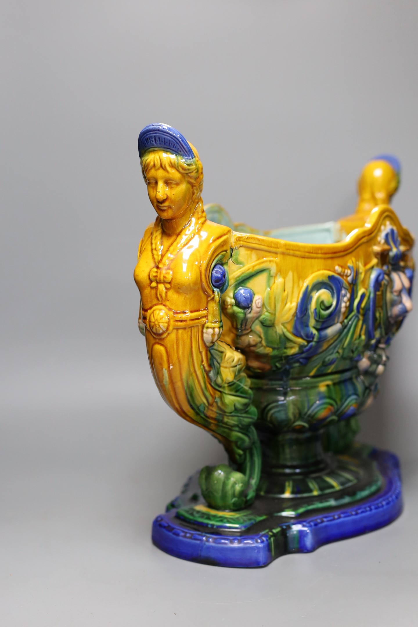 A majolica style jardiniere, 49cm